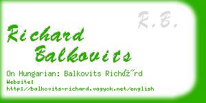 richard balkovits business card